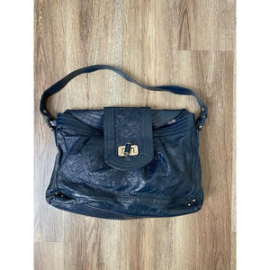 Authentic Elliott Luca Dark Blue Faux Leather Purse Shoulder Bag Wet-Look